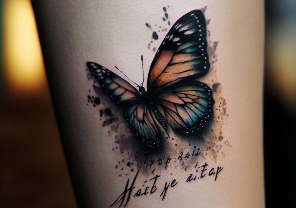 tatuagem de borboleta com frase