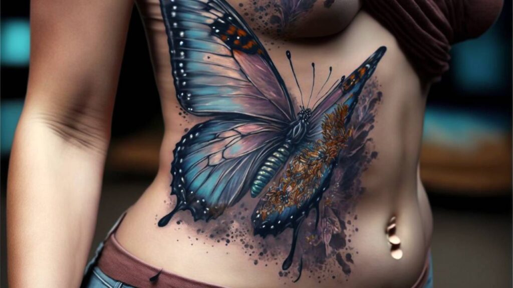 tatuagem de borboleta na costela