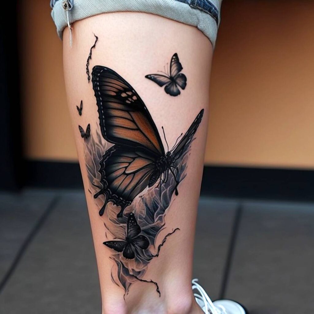 tatuagem de borboleta na perna