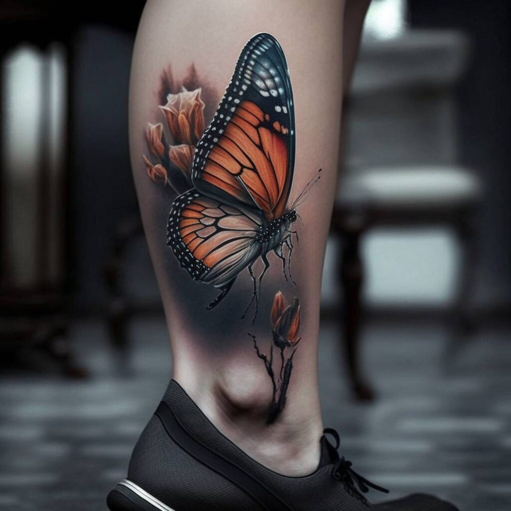 tatuagem de borboleta na perna