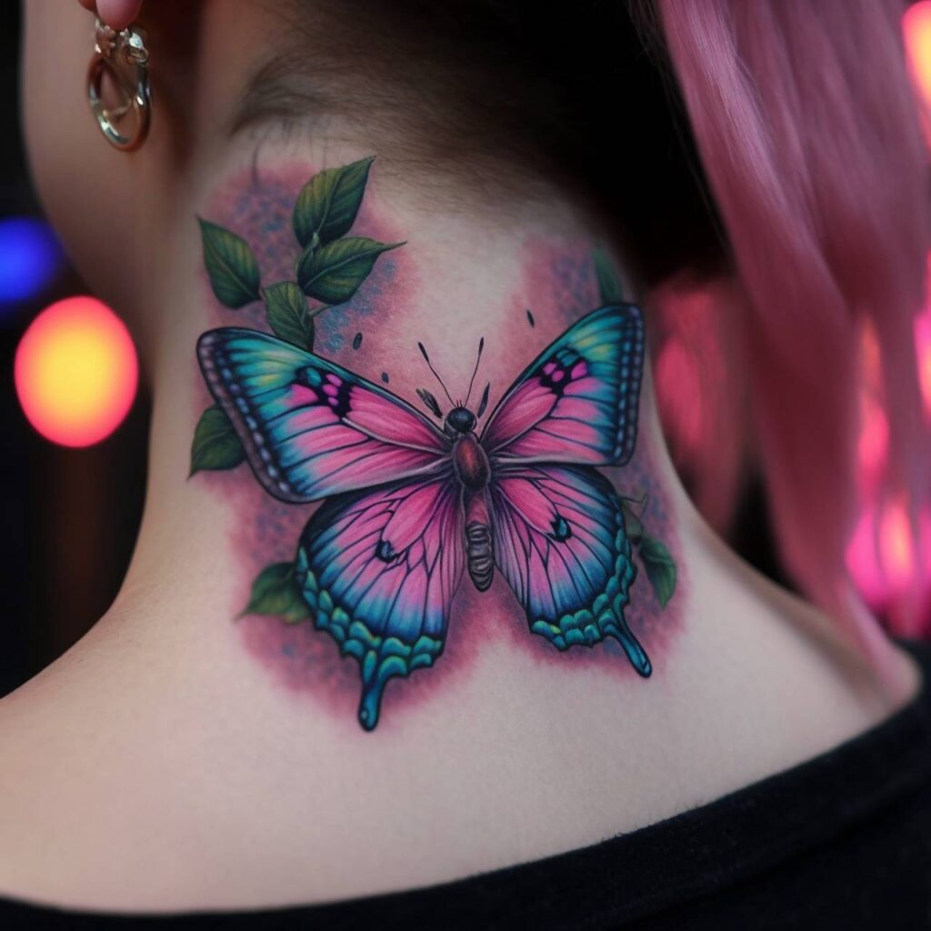 tatuagem de borboleta rosa