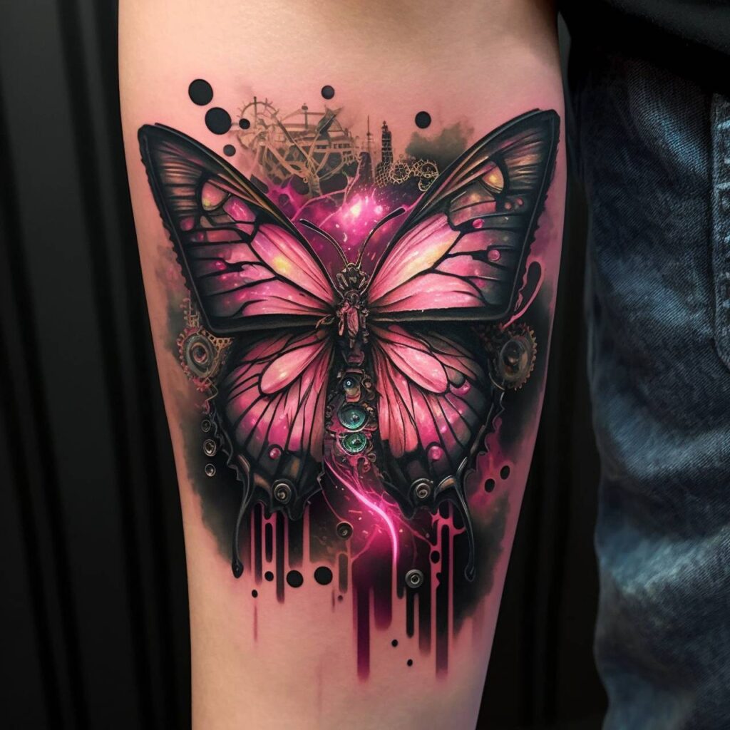 tatuagem de borboleta rosa